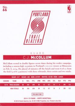 2014-15 Hoops - Red Back #66 C.J. McCollum Back