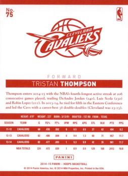 2014-15 Hoops - Red Back #75 Tristan Thompson Back