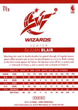2014-15 Hoops - Red Back #113 DeJuan Blair Back
