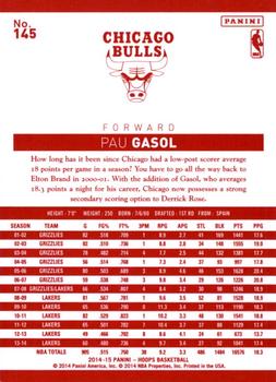2014-15 Hoops - Red Back #145 Pau Gasol Back