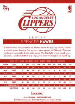 2014-15 Hoops - Red Back #171 Spencer Hawes Back