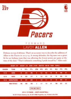2014-15 Hoops - Red Back #237 Lavoy Allen Back