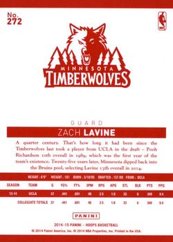 2014-15 Hoops - Red Back #272 Zach LaVine Back