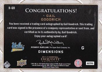 2011-12 Upper Deck Exquisite - Dimensions Autographs #D-GO Gail Goodrich Back
