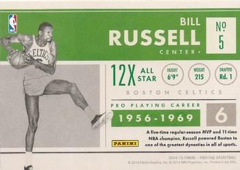2014-15 Panini Prestige - Prestigious Pioneers #5 Bill Russell Back