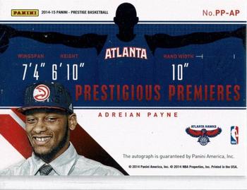 2014-15 Panini Prestige Plus - Prestigious Premieres #PP-AP Adreian Payne Back