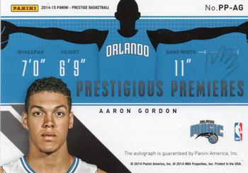 2014-15 Panini Prestige - Prestigious Premieres #PP-AG Aaron Gordon Back