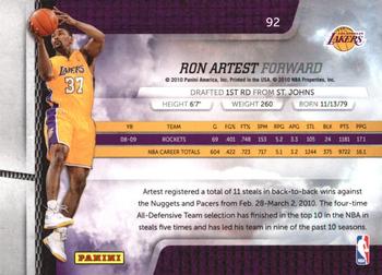 2009-10 Panini Absolute Memorabilia #92 Ron Artest  Back