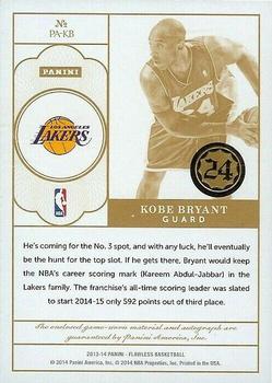 2013-14 Panini Flawless - Patch Autographs Gold #PA-KB Kobe Bryant Back