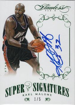 2013-14 Panini Flawless - Super Signatures Emerald #SS-KM Karl Malone Front