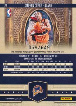 2009-10 Panini Court Kings #129 Stephen Curry Back