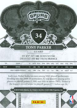 2009-10 Panini Crown Royale #34 Tony Parker Back