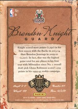 2014-15 Panini Court Kings #9a Brandon Knight Back