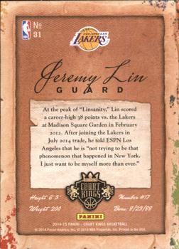 2014-15 Panini Court Kings #31 Jeremy Lin Back