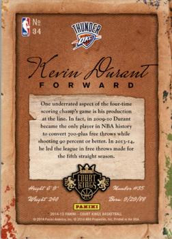 2014-15 Panini Court Kings #34 Kevin Durant Back