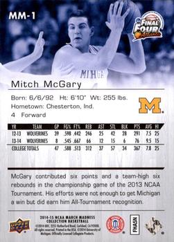 2014-15 Upper Deck NCAA March Madness #MM-1 Mitch McGary Back