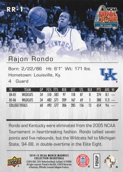 2014-15 Upper Deck NCAA March Madness #RR-1 Rajon Rondo Back