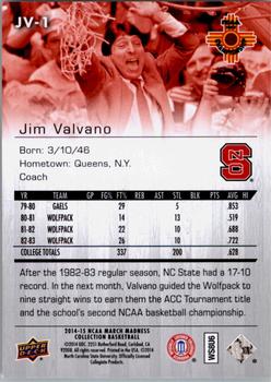 2014-15 Upper Deck NCAA March Madness #JV-1 Jim Valvano Back