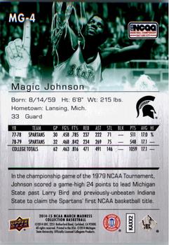 2014-15 Upper Deck NCAA March Madness #MG-4 Magic Johnson Back