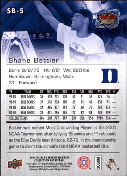 2014-15 Upper Deck NCAA March Madness #SB-5 Shane Battier Back