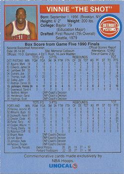 1990-91 Unocal Detroit Pistons #NNO Vinnie Johnson Back