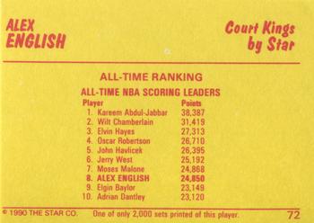 1990-91 Star Court Kings #72 Alex English Back