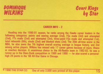 1990-91 Star Court Kings #15 Dominique Wilkins Back