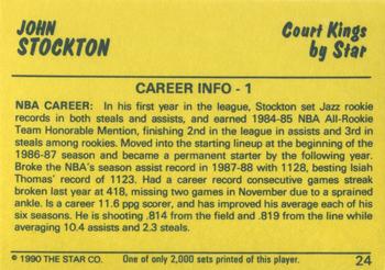 1990-91 Star Court Kings #24 John Stockton Back