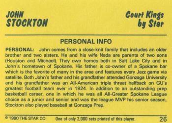 1990-91 Star Court Kings #26 John Stockton Back