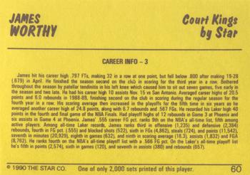 1990-91 Star Court Kings #60 James Worthy Back