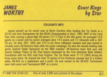 1990-91 Star Court Kings #61 James Worthy Back