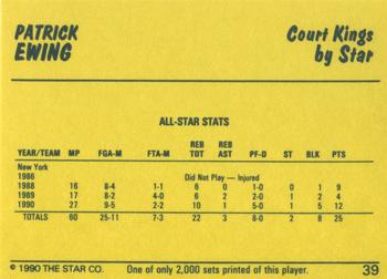 1990-91 Star Court Kings #39 Patrick Ewing Back