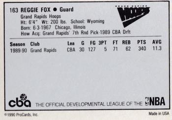 1990-91 ProCards CBA #163 Reggie Fox Back