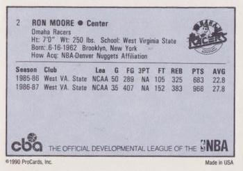 1990-91 ProCards CBA #2 Ron Moore Back