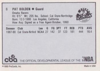1990-91 ProCards CBA #6 Pat Bolden Back