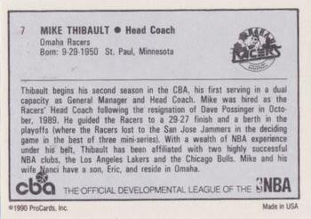 1990-91 ProCards CBA #7 Mike Thibault Back