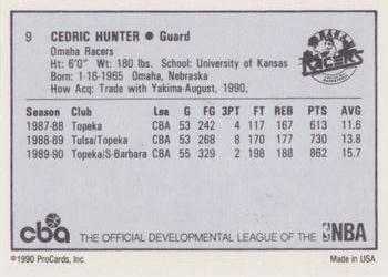 1990-91 ProCards CBA #9 Cedric Hunter Back