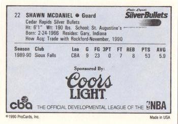 1990-91 ProCards CBA #22 Shawn McDaniel Back