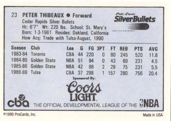 1990-91 ProCards CBA #23 Peter Thibeaux Back