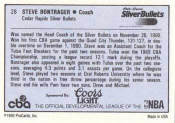 1990-91 ProCards CBA #28 Steve Bontranger Back