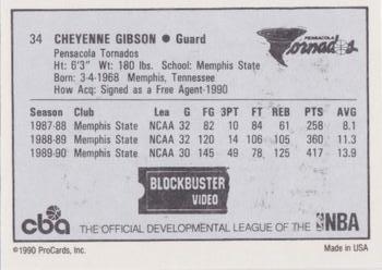 1990-91 ProCards CBA #34 Cheyenne Gibson Back
