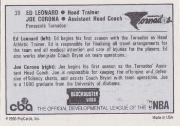 1990-91 ProCards CBA #39 Ed Leonard Back