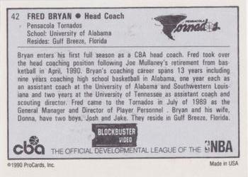 1990-91 ProCards CBA #42 Fred Bryan Back