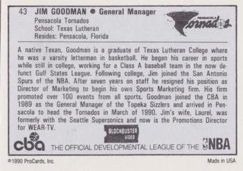 1990-91 ProCards CBA #43 Jim Goodman Back