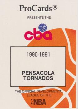 1990-91 ProCards CBA #44 Pensacola Tornados Checklist Front