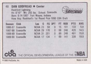 1990-91 ProCards CBA #48 Dan Godfread Back