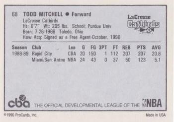 1990-91 ProCards CBA #68 Todd Mitchell Back
