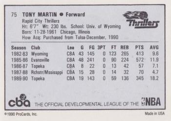 1990-91 ProCards CBA #75 Tony Martin Back
