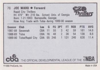 1990-91 ProCards CBA #76 Joe Ward Back