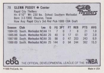 1990-91 ProCards CBA #78 Glenn Puddy Back